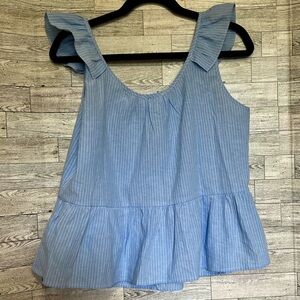 Kaleigh Blue/White Stripe‎ Top - Size M; has ruffle across bottom. (New w/ Tags)